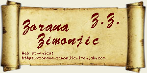 Zorana Zimonjić vizit kartica